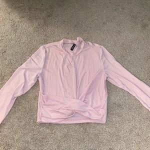 Pink sparkly long sleeve crop top